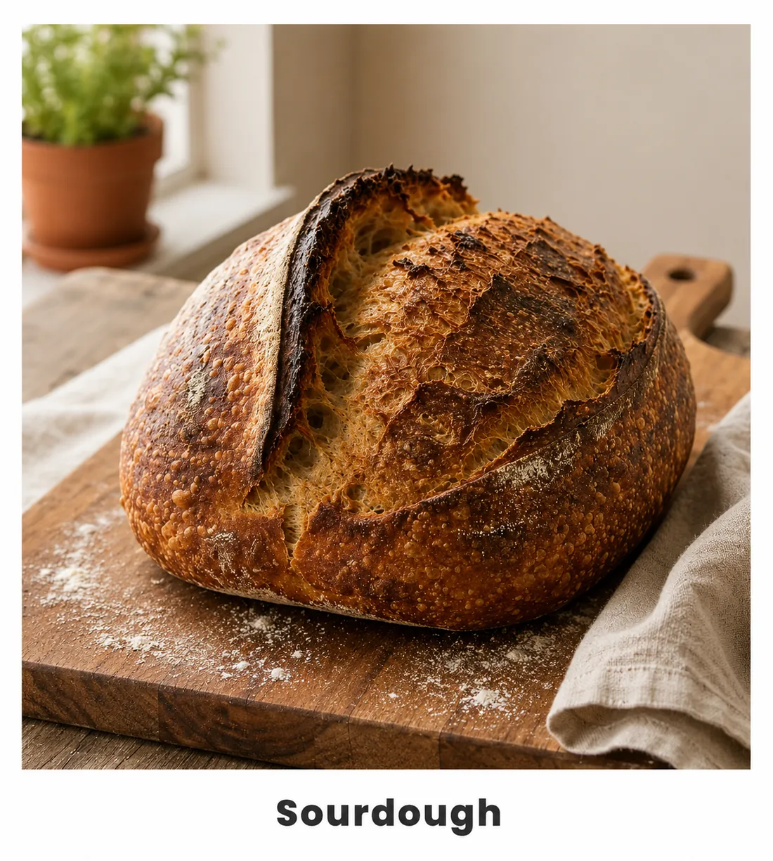 Rustic sourdough loaf with a crisp crust